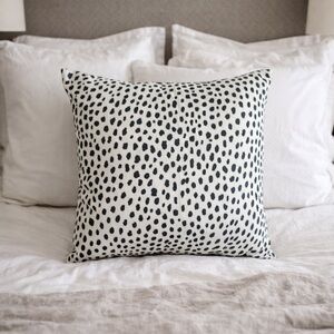 Eclectic cow print leopard black white throw pillow case 18x18